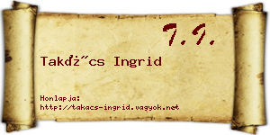Takács Ingrid névjegykártya