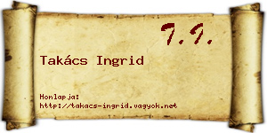 Takács Ingrid névjegykártya